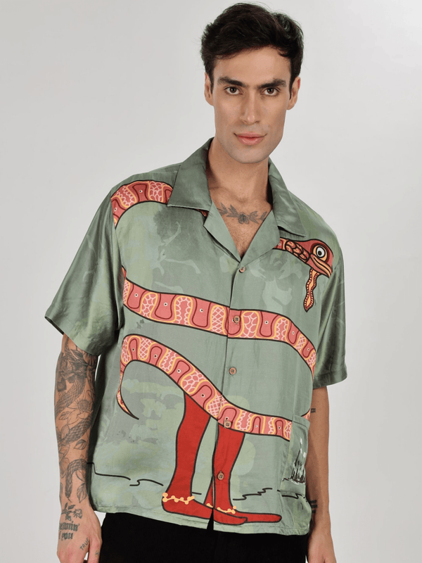Nehebkau Cuban Shirt - White Cobra