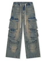 Distressed Denim Cargo Pants - White Cobra