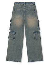 Distressed Denim Cargo Pants - White Cobra